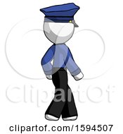 Poster, Art Print Of White Police Man Walking Away Direction Right View