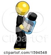 Poster, Art Print Of Yellow Clergy Man Holding Glass Medicine Bottle