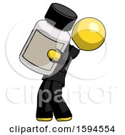 Poster, Art Print Of Yellow Clergy Man Holding Large White Medicine Bottle