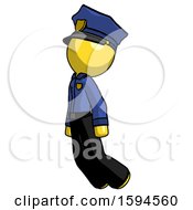 Poster, Art Print Of Yellow Police Man Floating Through Air Left