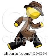 Poster, Art Print Of Yellow Detective Man Running Fast Right