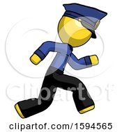 Poster, Art Print Of Yellow Police Man Running Fast Right