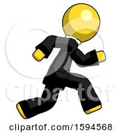 Poster, Art Print Of Yellow Clergy Man Running Fast Right