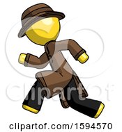 Yellow Detective Man Running Fast Left