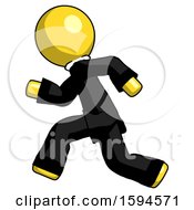 Poster, Art Print Of Yellow Clergy Man Running Fast Left