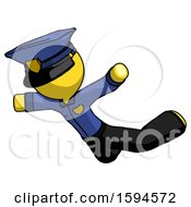 Poster, Art Print Of Yellow Police Man Skydiving Or Falling To Death