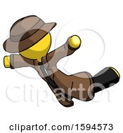 Poster, Art Print Of Yellow Detective Man Skydiving Or Falling To Death