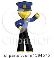 Poster, Art Print Of Yellow Police Man Waving Left Arm With Hand On Hip