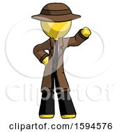 Yellow Detective Man Waving Left Arm With Hand On Hip