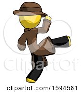 Poster, Art Print Of Yellow Detective Man Kick Pose