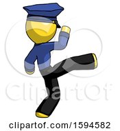 Yellow Police Man Kick Pose