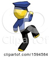 Poster, Art Print Of Yellow Police Man Kick Pose Start
