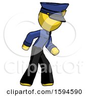 Poster, Art Print Of Yellow Police Man Suspense Action Pose Facing Right