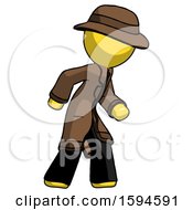 Poster, Art Print Of Yellow Detective Man Suspense Action Pose Facing Right