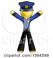 Poster, Art Print Of Yellow Police Man Surprise Pose Arms And Legs Out