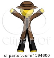 Poster, Art Print Of Yellow Detective Man Surprise Pose Arms And Legs Out