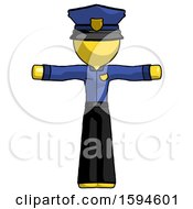 Poster, Art Print Of Yellow Police Man T-Pose Arms Up Standing