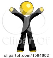 Poster, Art Print Of Yellow Clergy Man Surprise Pose Arms And Legs Out