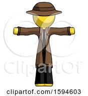 Poster, Art Print Of Yellow Detective Man T-Pose Arms Up Standing