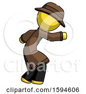 Poster, Art Print Of Yellow Detective Man Sneaking While Reaching For Something