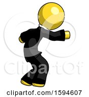 Poster, Art Print Of Yellow Clergy Man Sneaking While Reaching For Something