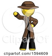 Yellow Detective Man Waving Right Arm With Hand On Hip