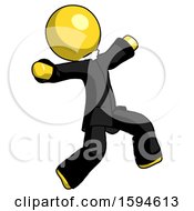 Poster, Art Print Of Yellow Clergy Man Running Away In Hysterical Panic Direction Right