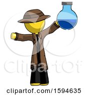 Poster, Art Print Of Yellow Detective Man Holding Large Round Flask Or Beaker