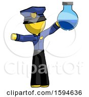 Poster, Art Print Of Yellow Police Man Holding Large Round Flask Or Beaker
