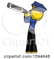 Poster, Art Print Of Yellow Police Man Thermometer In Mouth