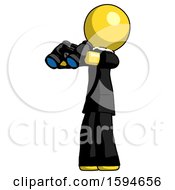 Poster, Art Print Of Yellow Clergy Man Holding Binoculars Ready To Look Left