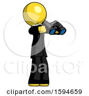 Poster, Art Print Of Yellow Clergy Man Holding Binoculars Ready To Look Right