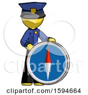 Poster, Art Print Of Yellow Police Man Standing Beside Large Compass