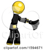 Poster, Art Print Of Yellow Clergy Man Dusting With Feather Duster Downwards