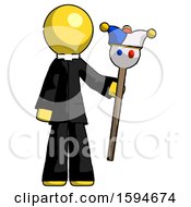 Poster, Art Print Of Yellow Clergy Man Holding Jester Staff
