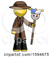 Yellow Detective Man Holding Jester Staff