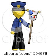 Poster, Art Print Of Yellow Police Man Holding Jester Staff