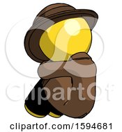Poster, Art Print Of Yellow Detective Man Sitting With Head Down Back View Facing Left