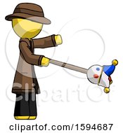 Poster, Art Print Of Yellow Detective Man Holding Jesterstaff - I Dub Thee Foolish Concept