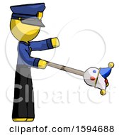 Poster, Art Print Of Yellow Police Man Holding Jesterstaff - I Dub Thee Foolish Concept