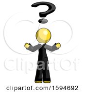 Poster, Art Print Of Yellow Clergy Man With Question Mark Above Head Confused