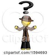 Poster, Art Print Of Yellow Detective Man With Question Mark Above Head Confused