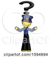 Poster, Art Print Of Yellow Police Man With Question Mark Above Head Confused