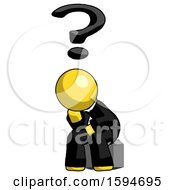 Poster, Art Print Of Yellow Clergy Man Thinker Question Mark Concept