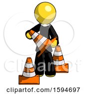 Poster, Art Print Of Yellow Clergy Man Holding A Traffic Cone