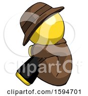 Poster, Art Print Of Yellow Detective Man Sitting With Head Down Facing Sideways Left