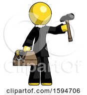 Poster, Art Print Of Yellow Clergy Man Holding Tools And Toolchest Ready To Work