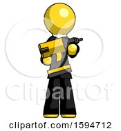 Poster, Art Print Of Yellow Clergy Man Holding Large Drill