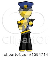 Poster, Art Print Of Yellow Police Man Holding Large Drill