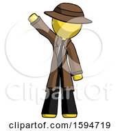 Yellow Detective Man Waving Emphatically With Right Arm